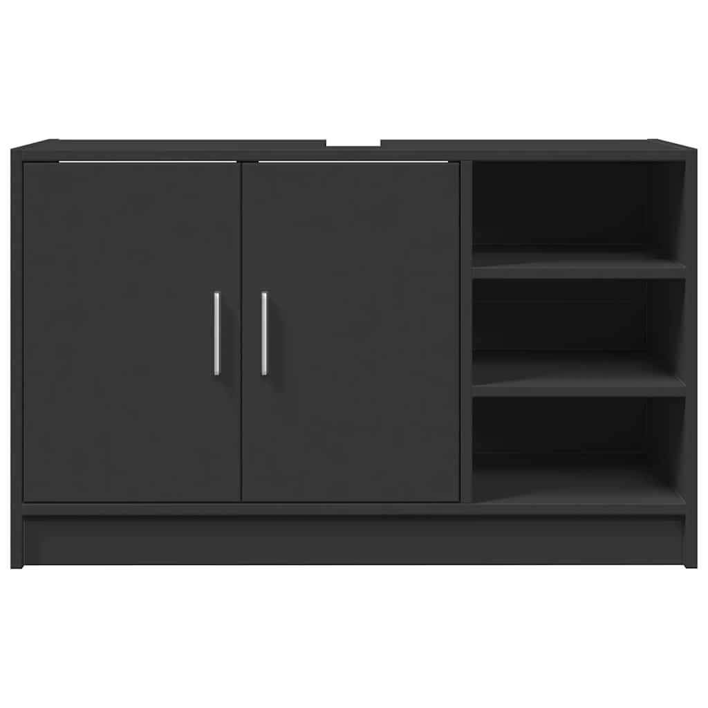 Sleek Black Sink Cabinet 90x29x55 cm in Durable Engineered Wood