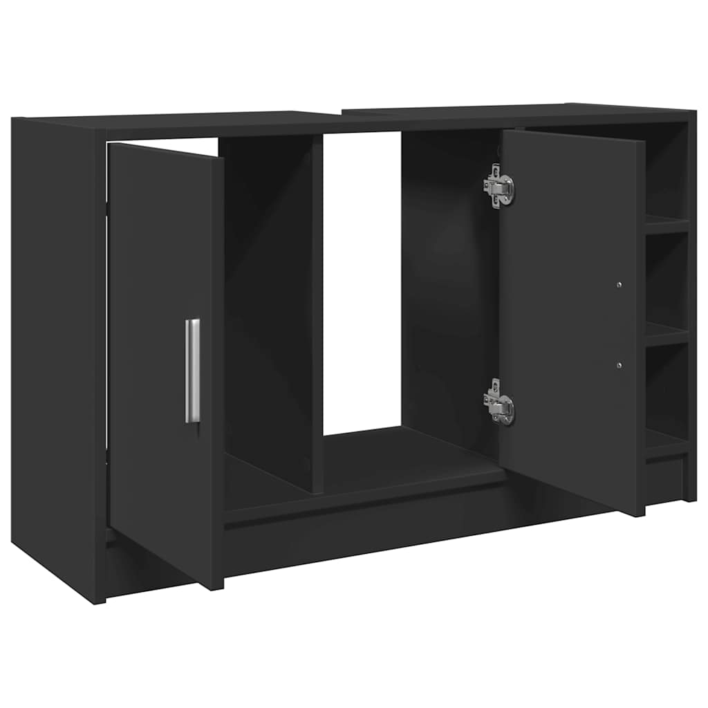 Sleek Black Sink Cabinet 90x29x55 cm in Durable Engineered Wood