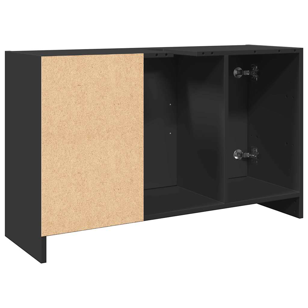 Sleek Black Sink Cabinet 90x29x55 cm in Durable Engineered Wood