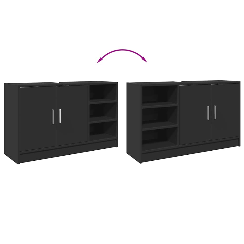 Sleek Black Sink Cabinet 90x29x55 cm in Durable Engineered Wood