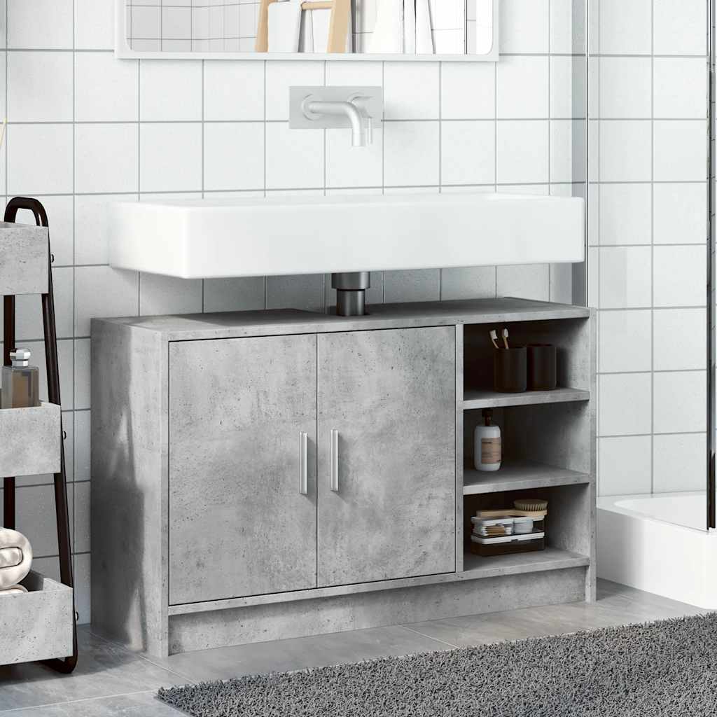 Concrete Grey Engineered Wood Sink Cabinet 90x29x55 cm