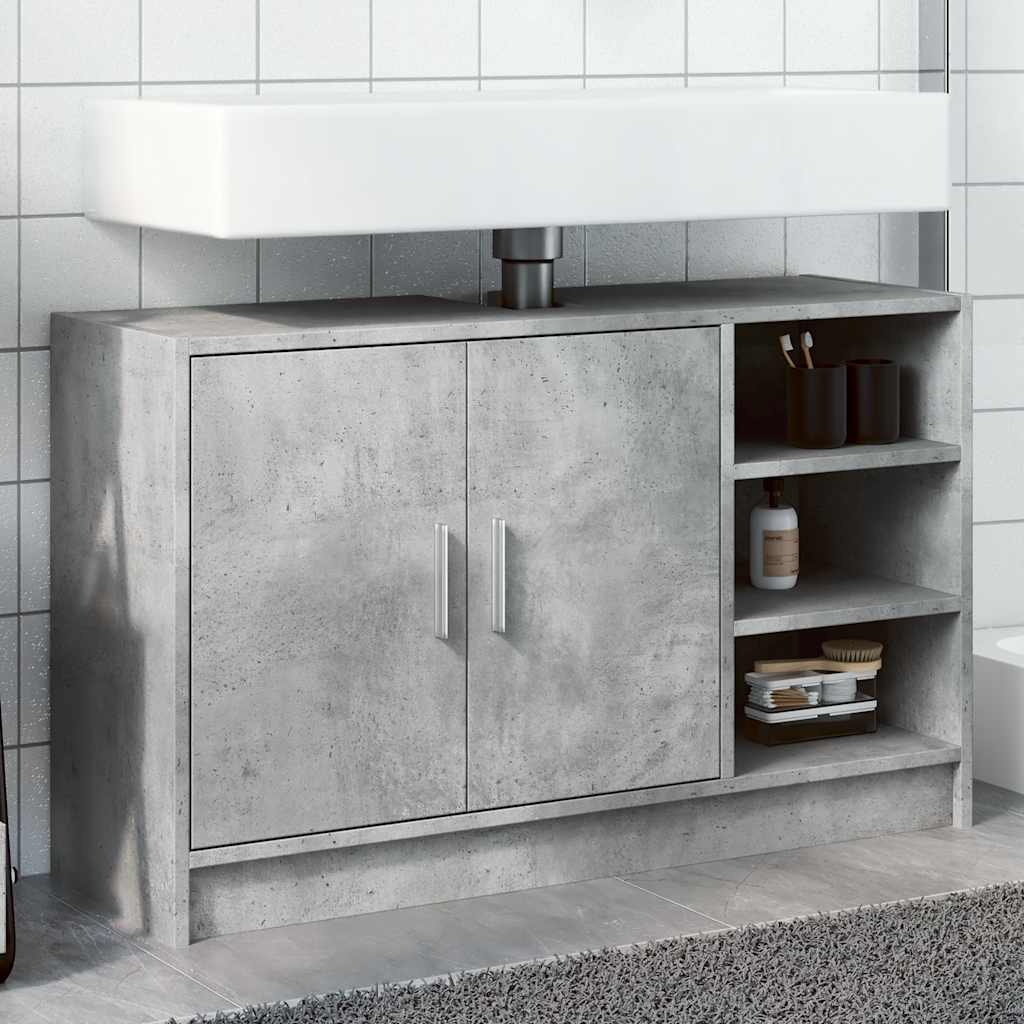 Concrete Grey Engineered Wood Sink Cabinet 90x29x55 cm