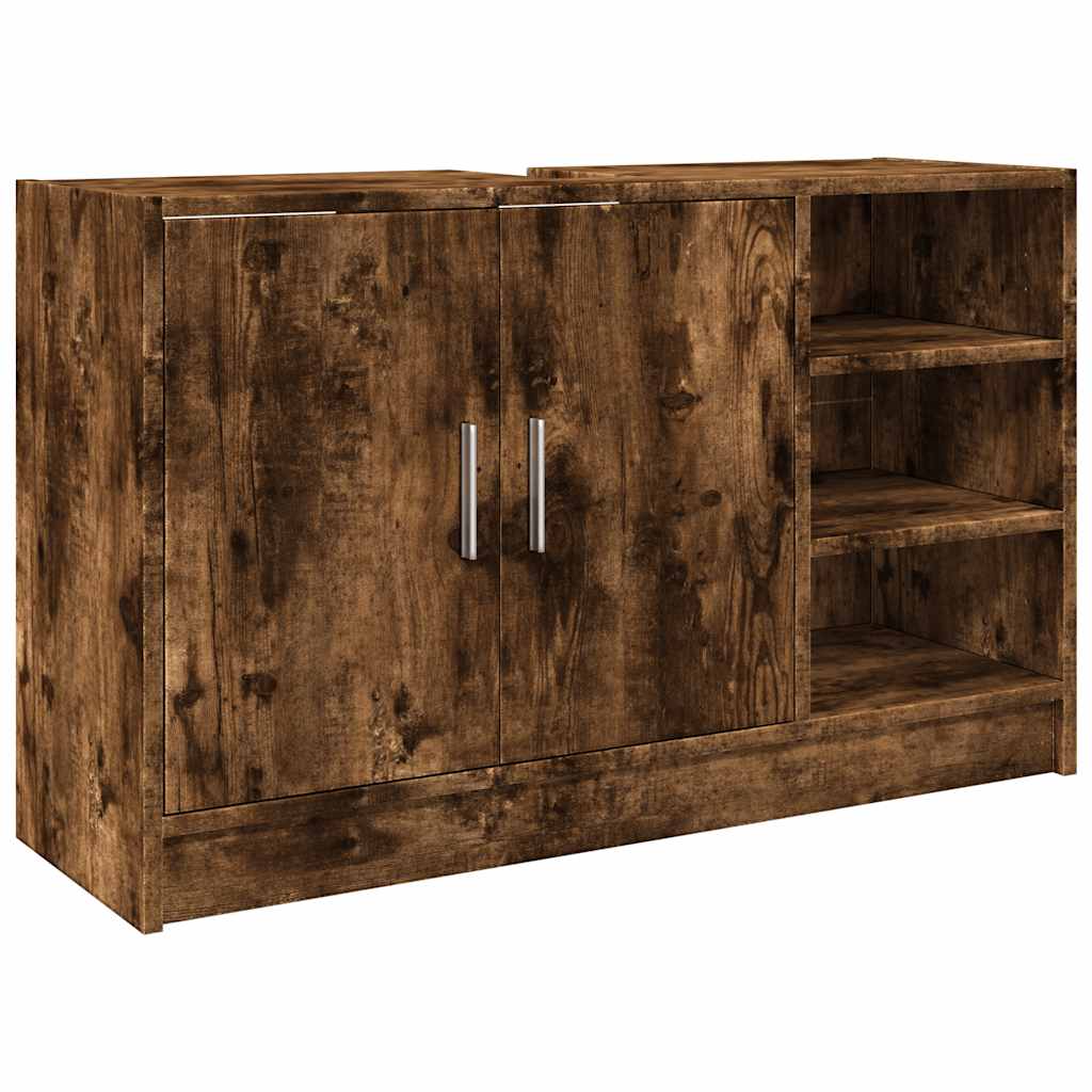 Smoked Oak Sink Cabinet, 90x29x55 cm - Engineered Wood Storage