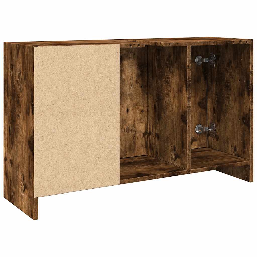 Smoked Oak Sink Cabinet, 90x29x55 cm - Engineered Wood Storage