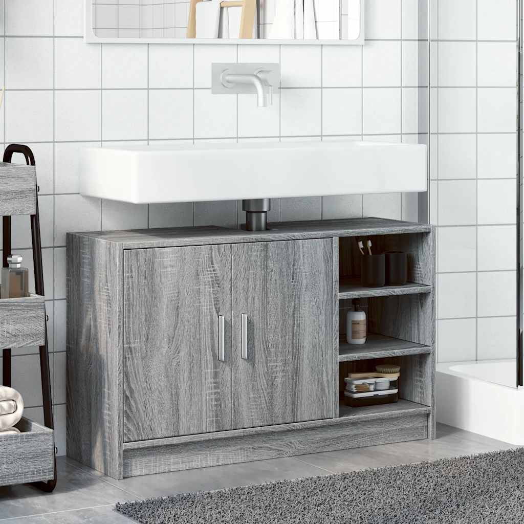 Grey Sonoma Sink Cabinet 90x29x55 cm | Engineered Wood