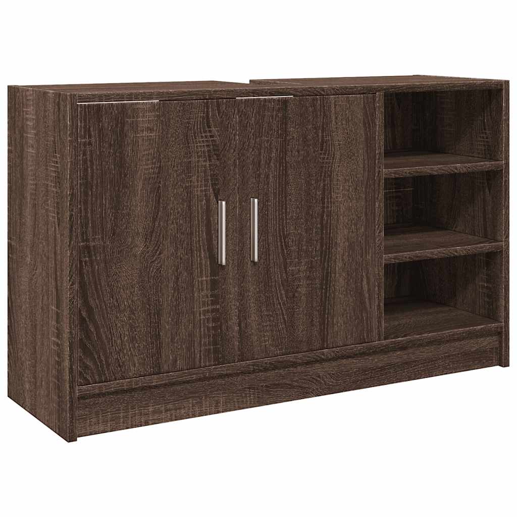 Brown Oak Sink Cabinet - Engineered Wood, 90x29x55 cm