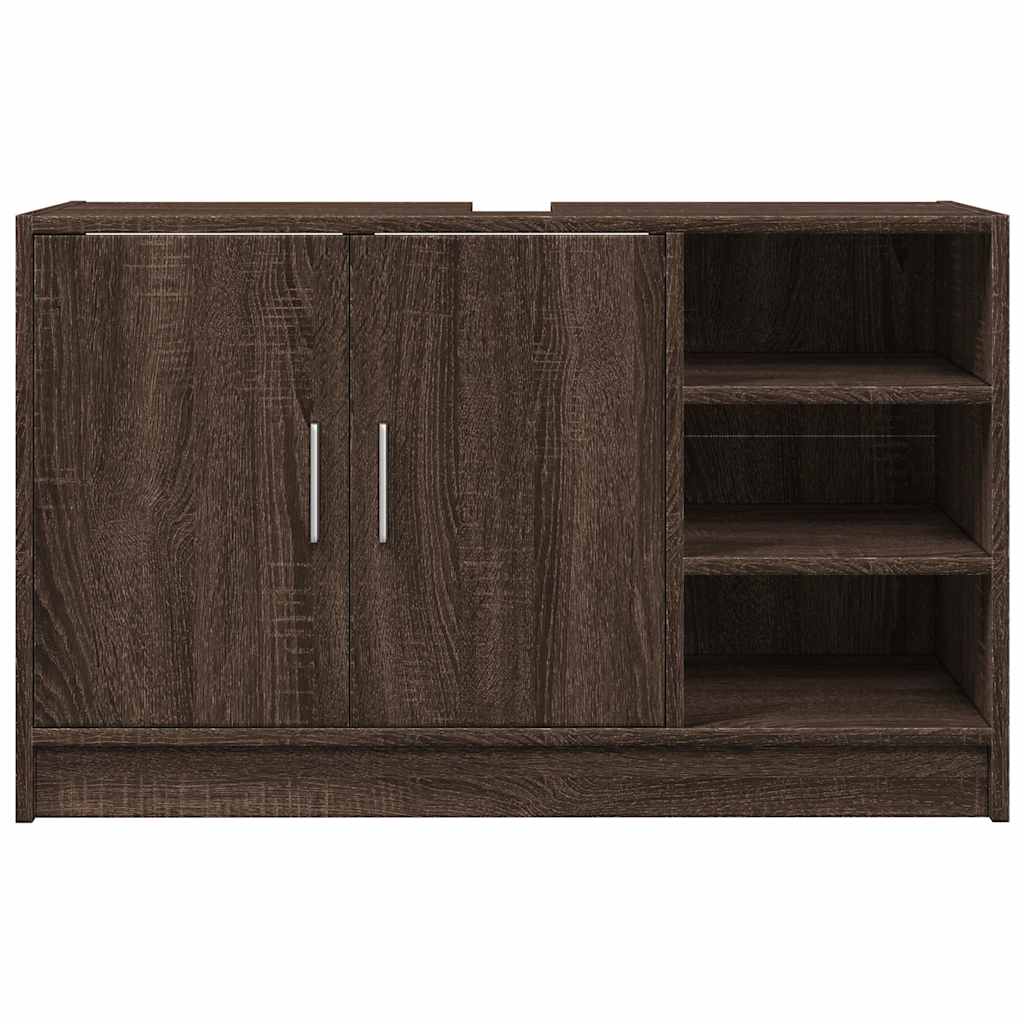 Brown Oak Sink Cabinet - Engineered Wood, 90x29x55 cm