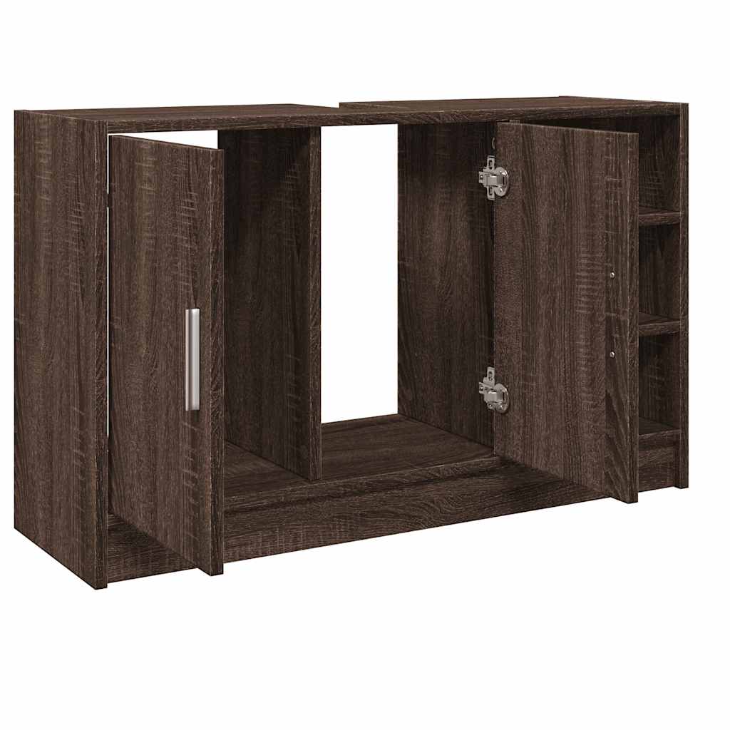 Brown Oak Sink Cabinet - Engineered Wood, 90x29x55 cm