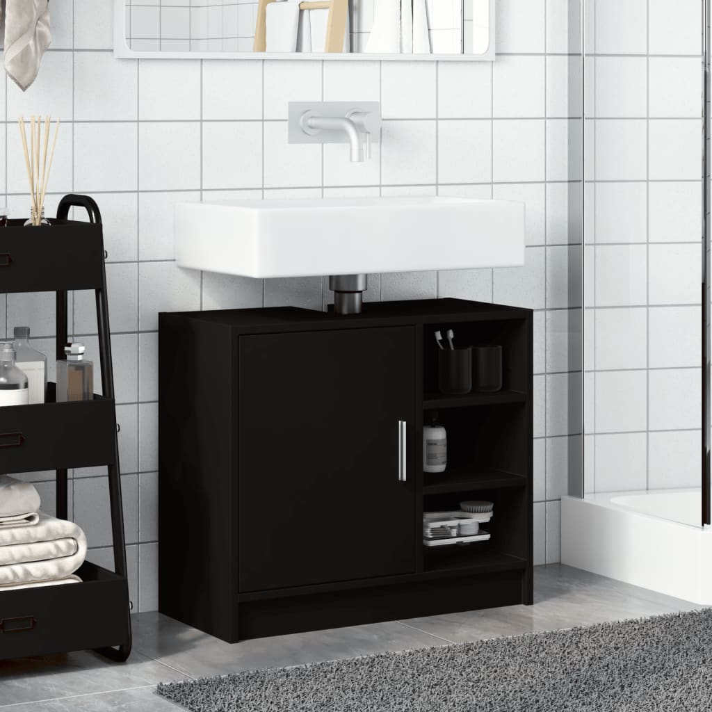 Black Engineered Wood Sink Cabinet 63x29x55 cm - Modern Design