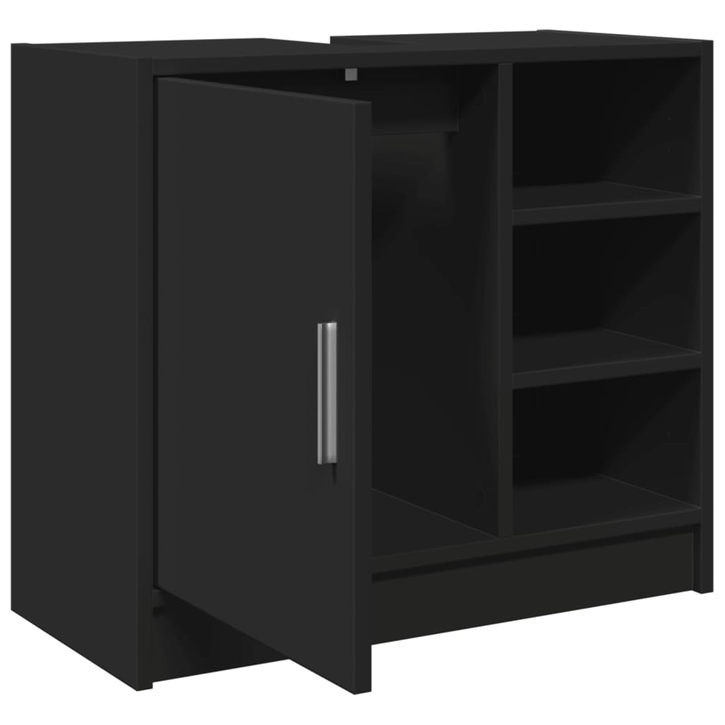 Black Engineered Wood Sink Cabinet 63x29x55 cm - Modern Design