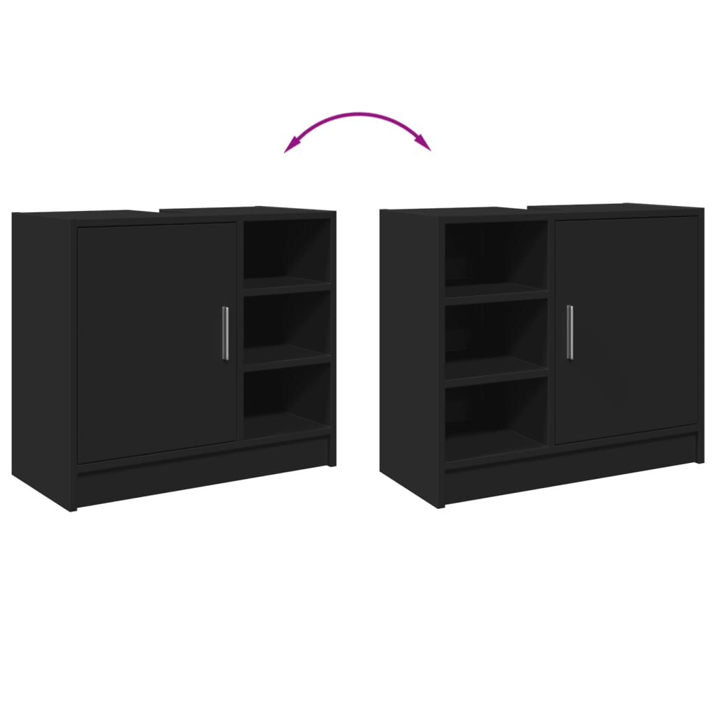 Black Engineered Wood Sink Cabinet 63x29x55 cm - Modern Design