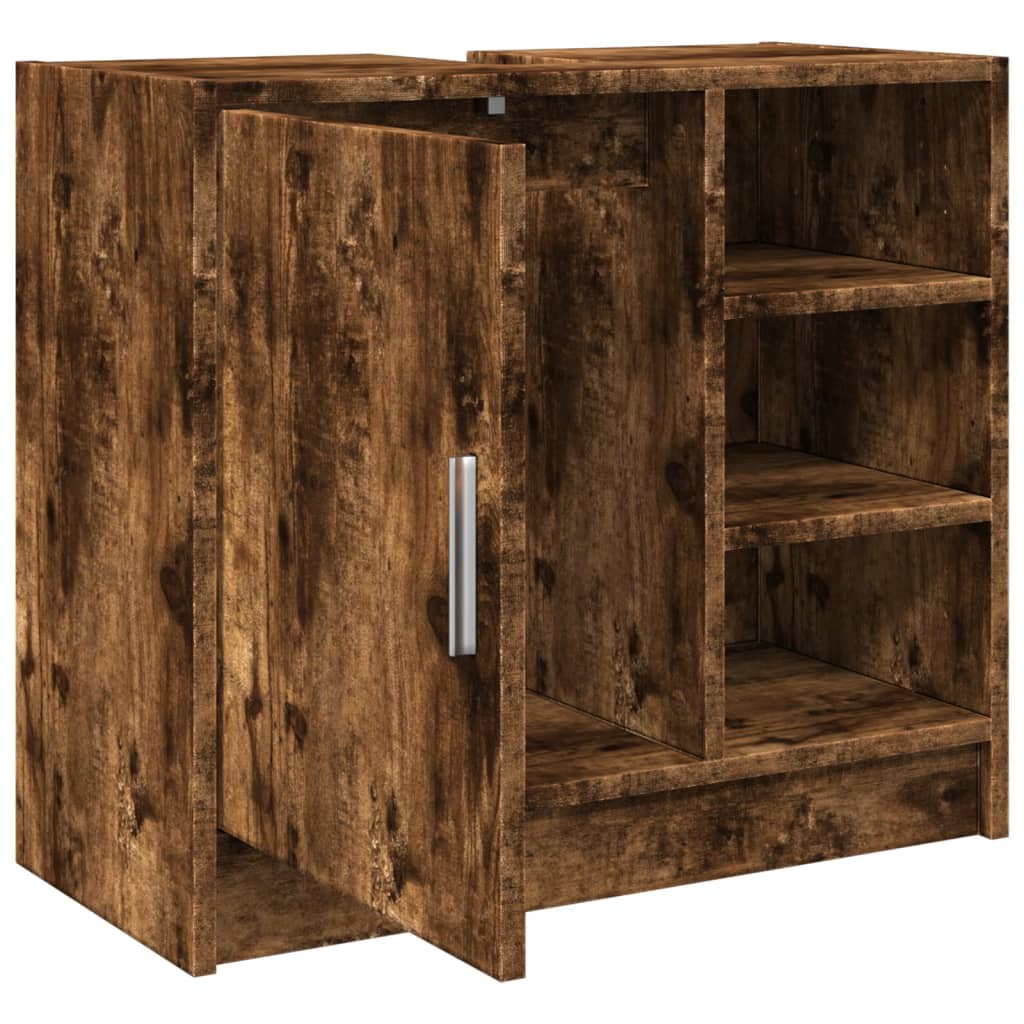 Smoked Oak Sink Cabinet 63x29x55 cm | Engineered Wood Finish