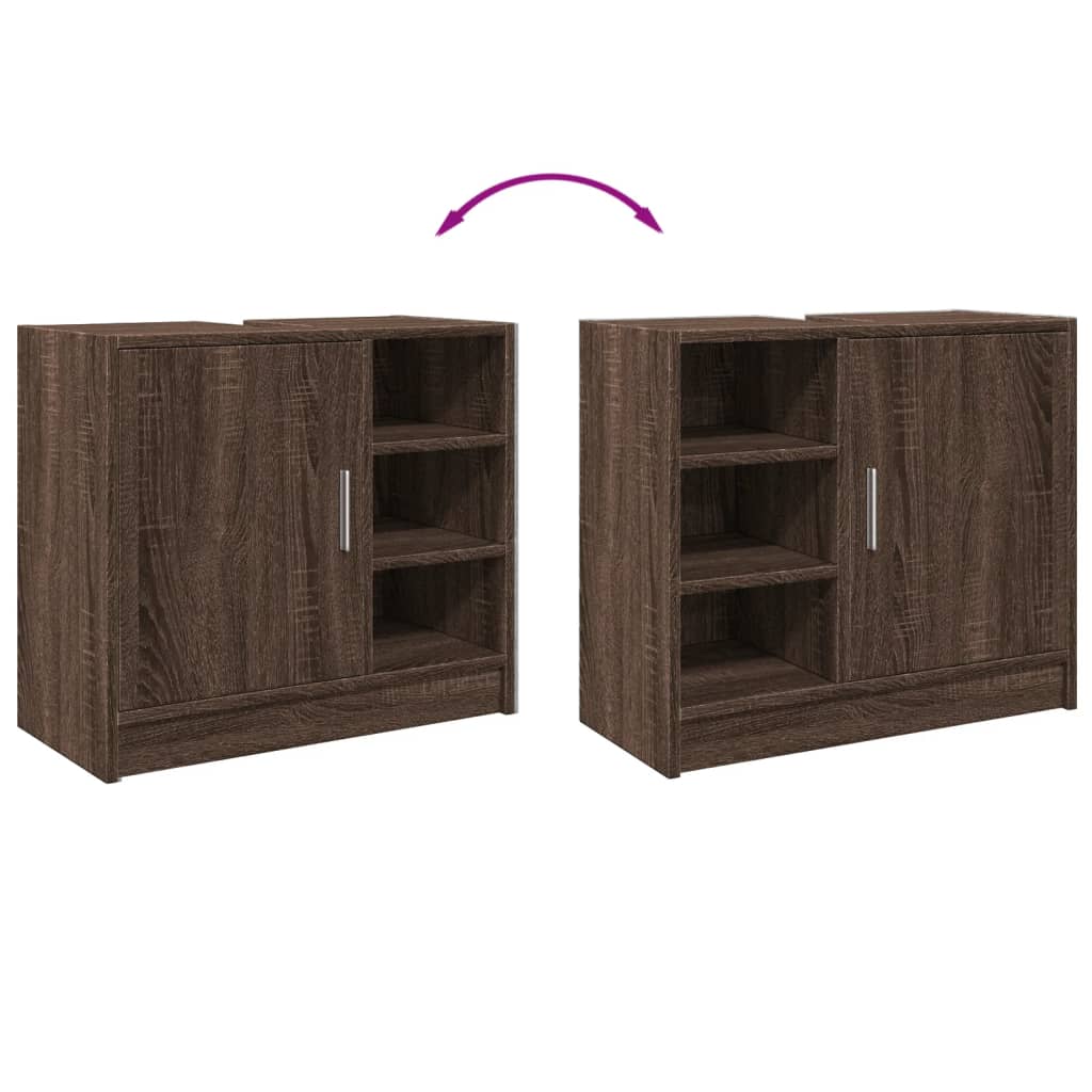 Brown Oak Sink Cabinet - 63x29x55 cm | Engineered Wood