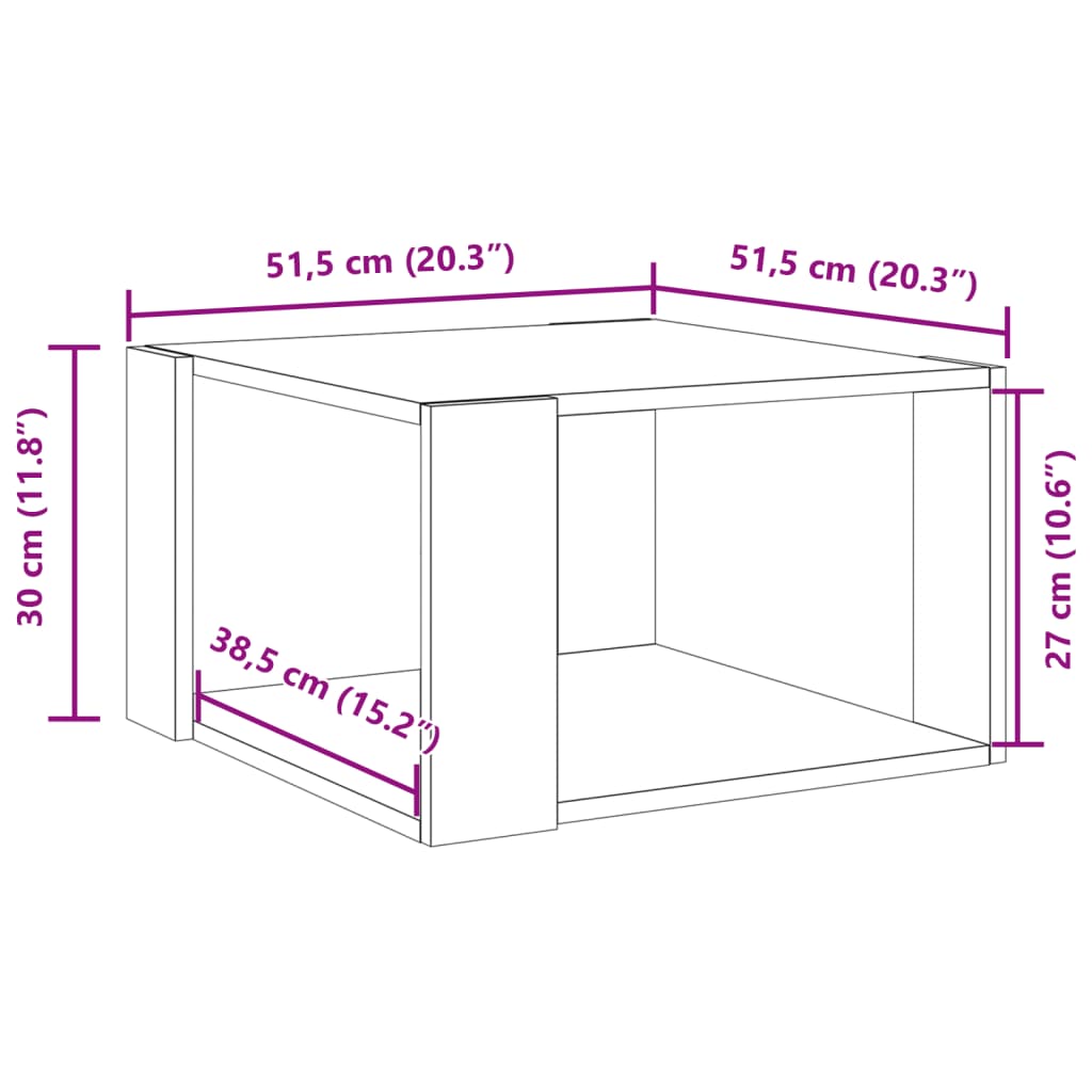 Coffee Table Grey Sonoma 51.5x51.5x30 cm Engineered Wood