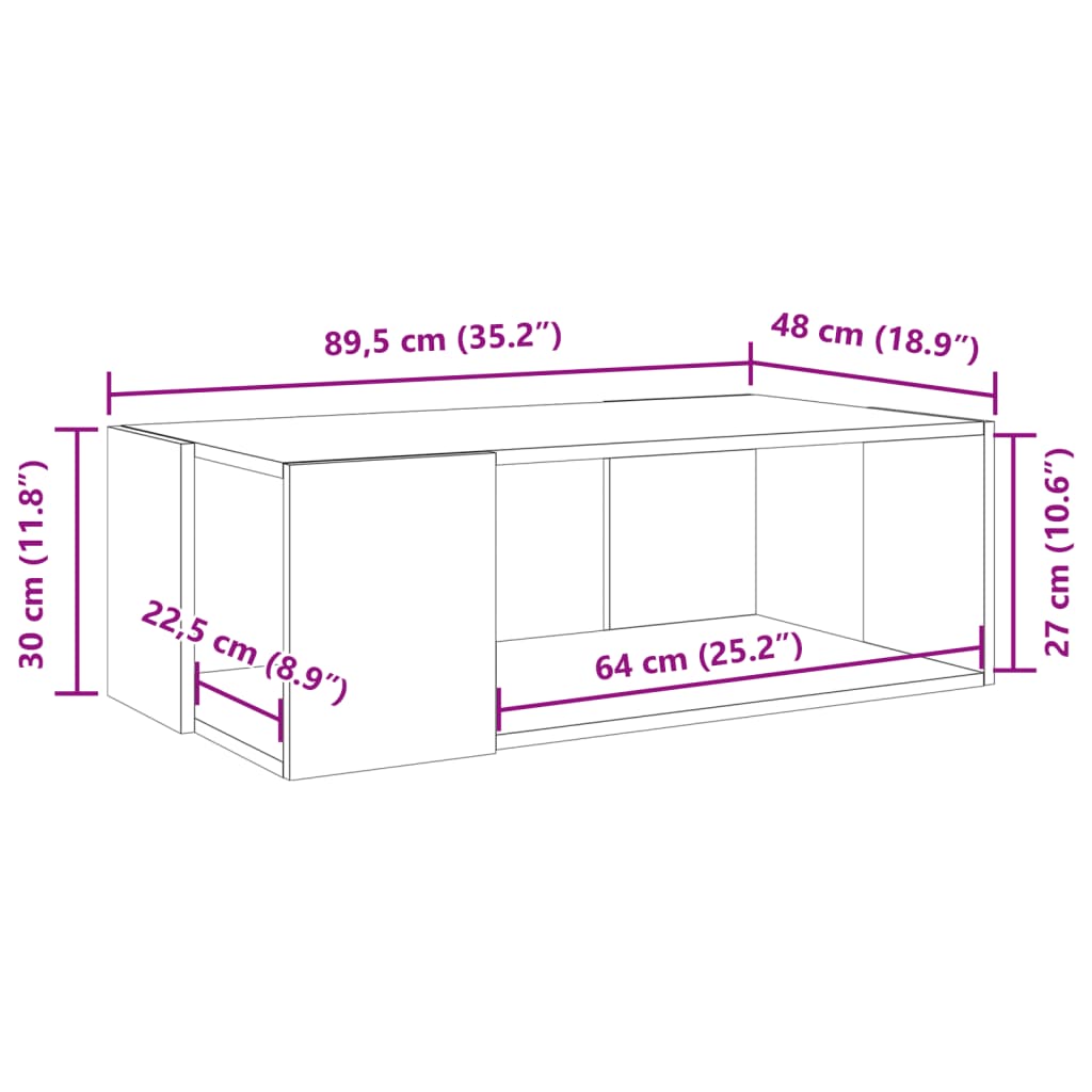 Coffee Table Concrete Grey 89.5x48x30 cm Engineered Wood