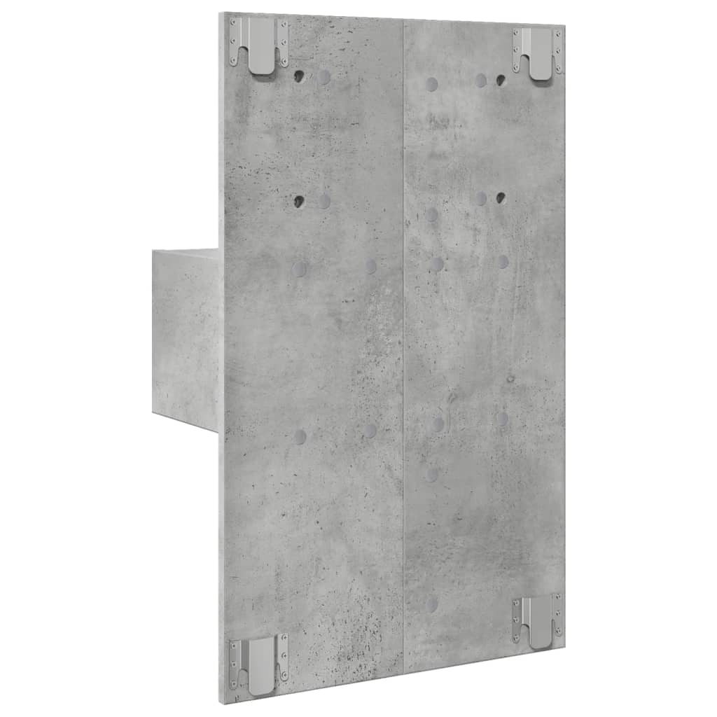 Concrete Grey Wall-Mounted Bedside Cabinet with LED Lights