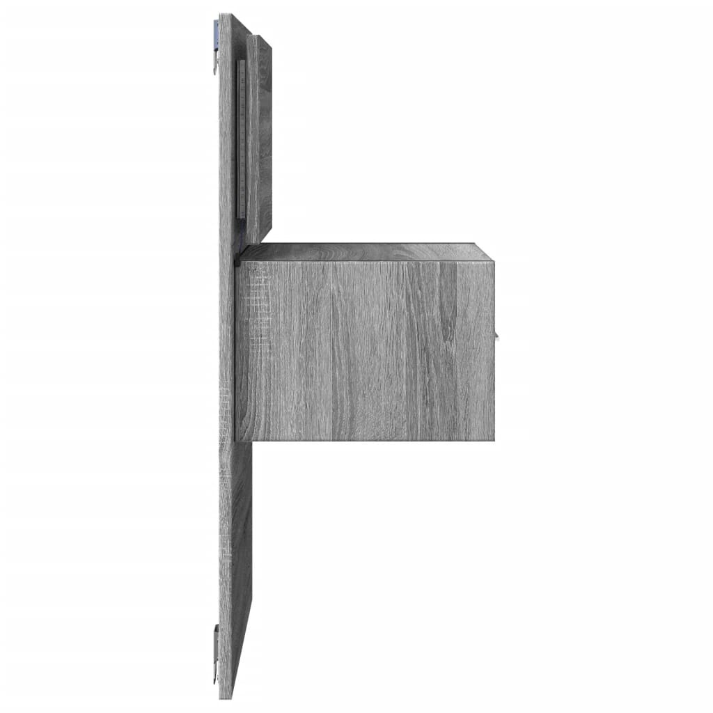 Grey Sonoma Wall-Mounted Bedside Cabinet with LED Lights