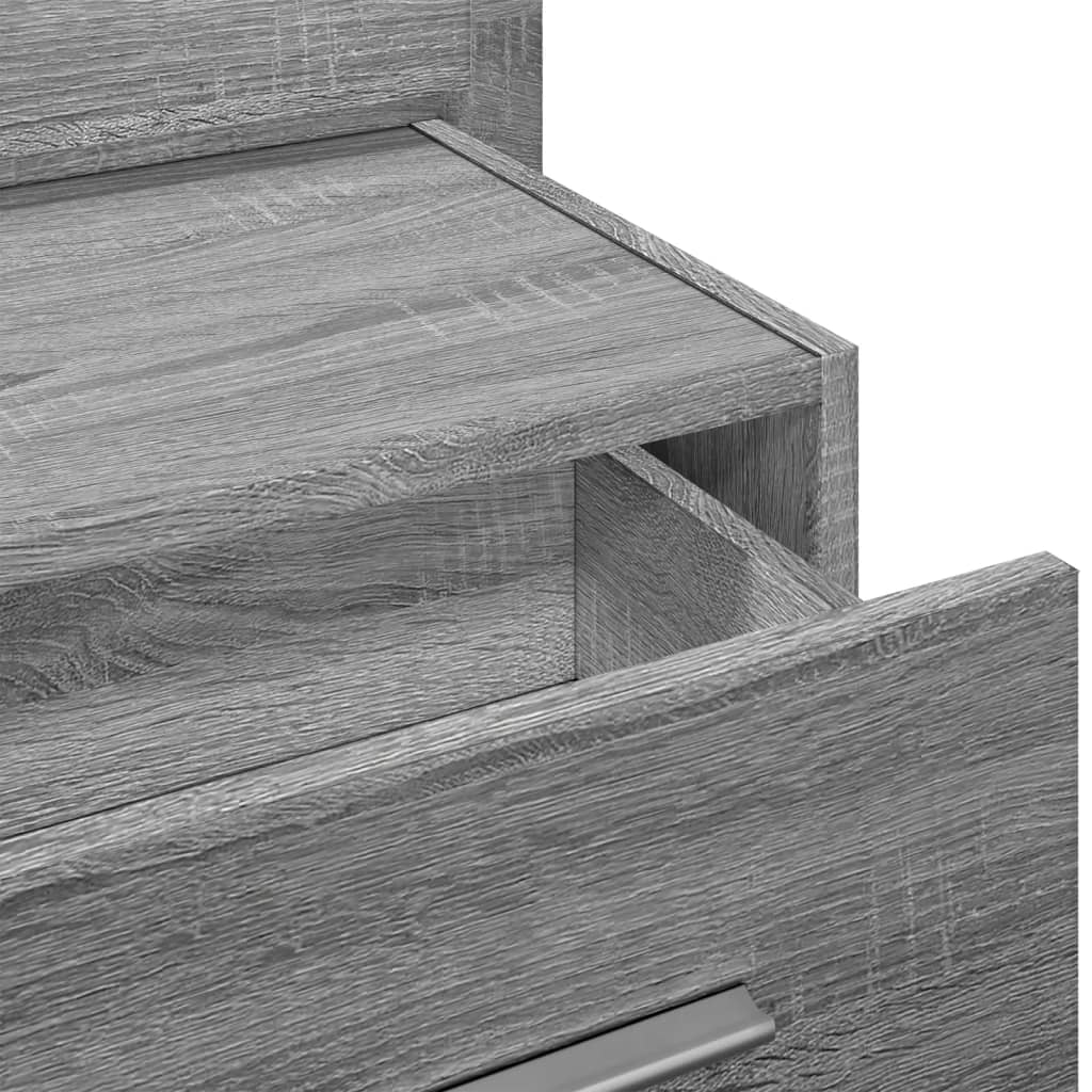Grey Sonoma Wall-Mounted Bedside Cabinet with LED Lights