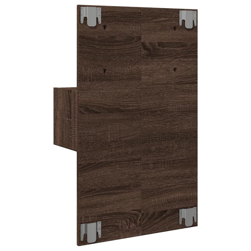 Brown Oak Wall-Mounted Bedside Cabinet with LED Lights