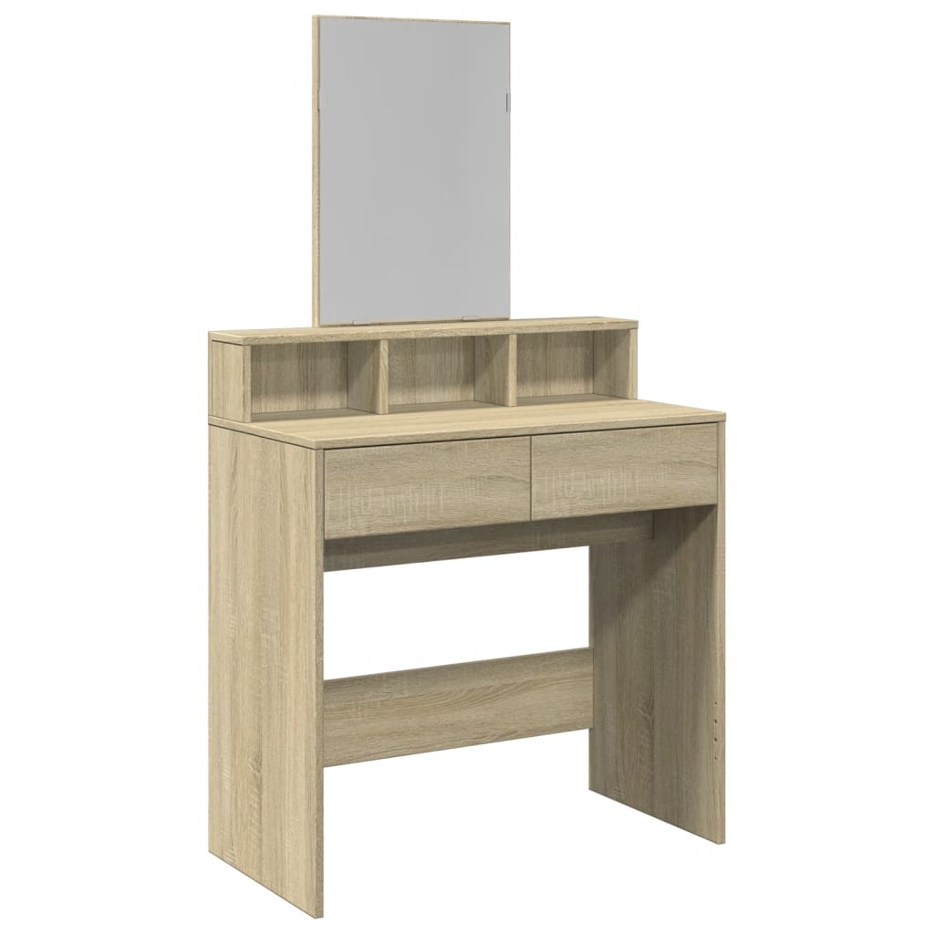 Sonoma Oak Dressing Table with Mirror, 80x41x144.5 cm