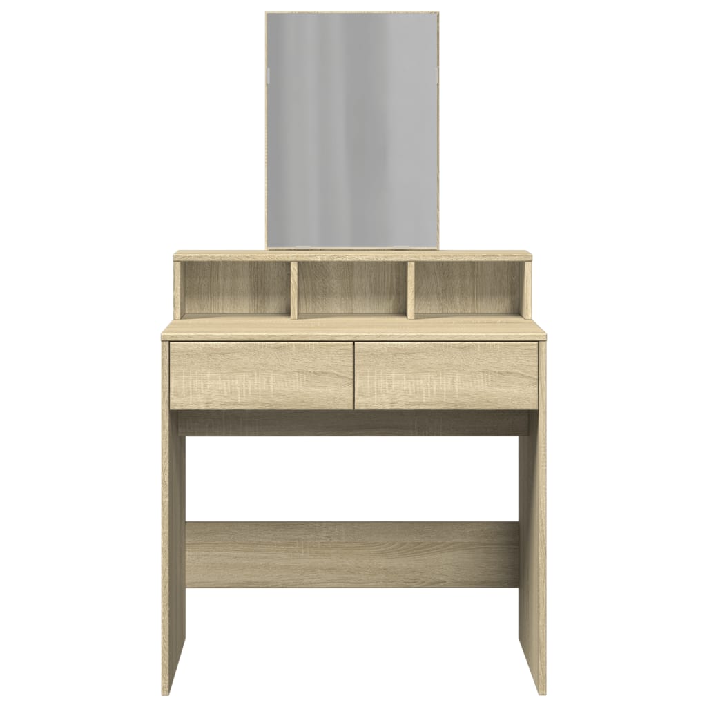 Sonoma Oak Dressing Table with Mirror, 80x41x144.5 cm