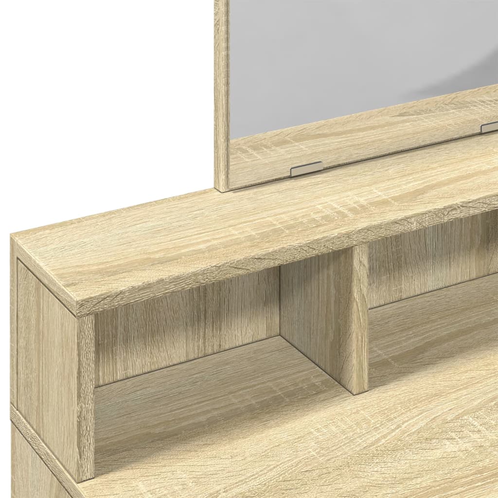 Sonoma Oak Dressing Table with Mirror, 80x41x144.5 cm