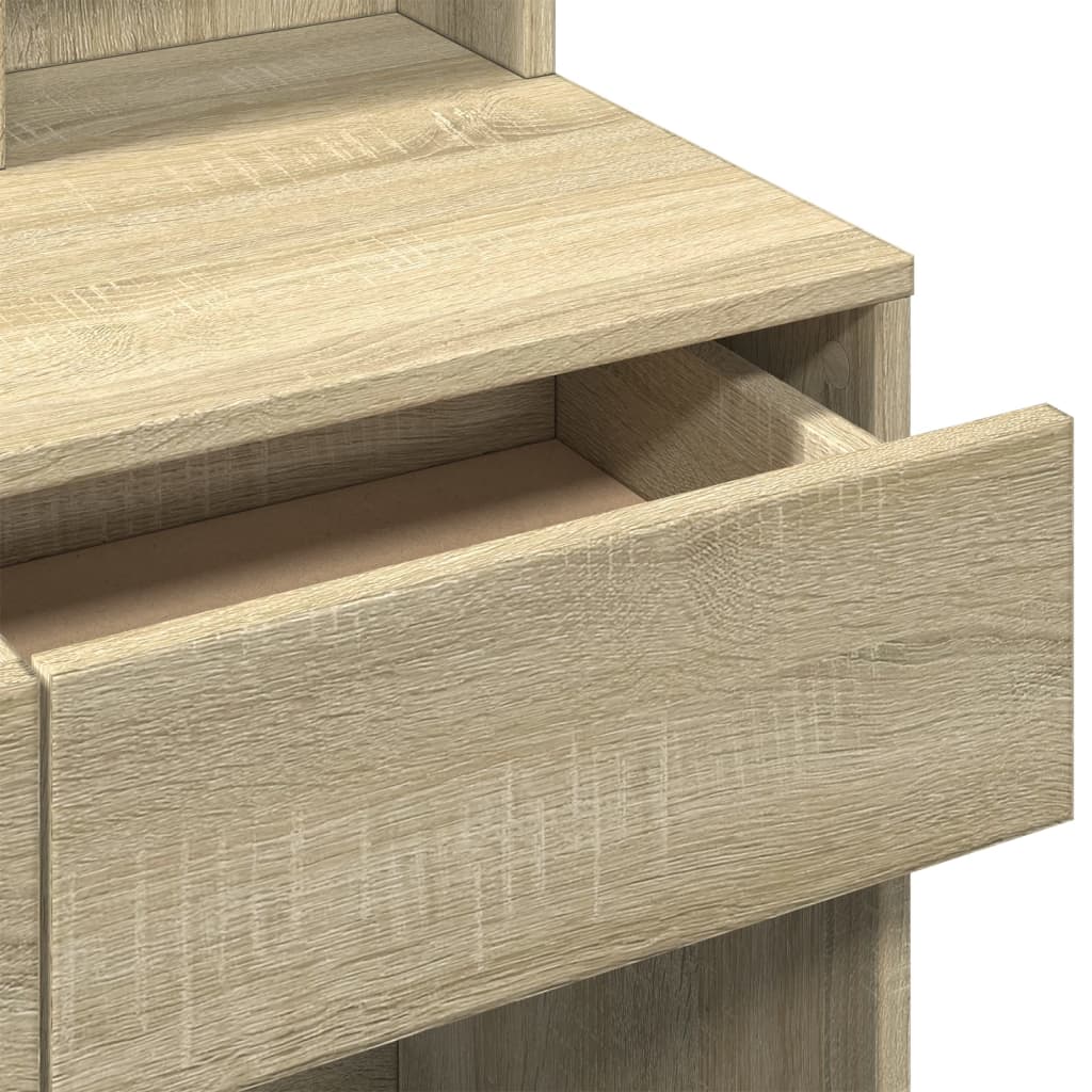Sonoma Oak Dressing Table with Mirror, 80x41x144.5 cm