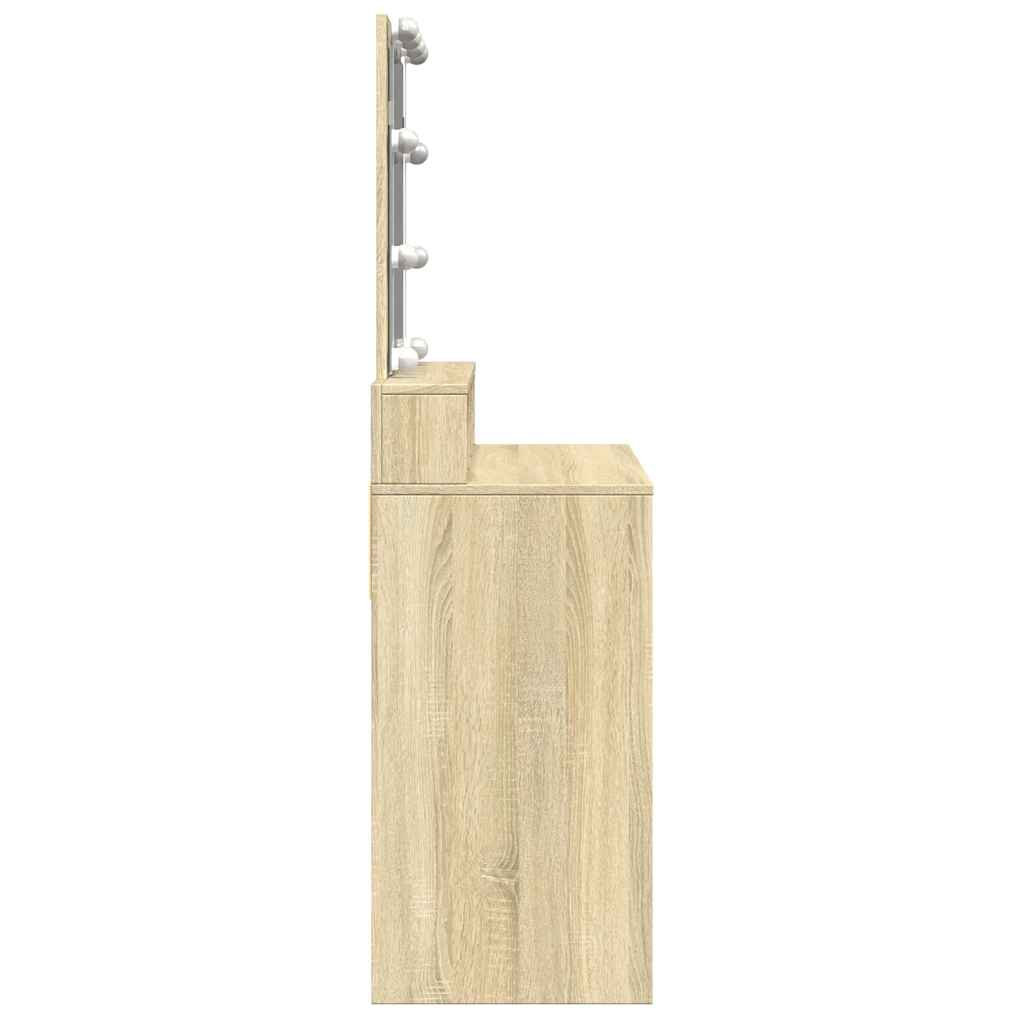 LED Sonoma Oak Dressing Table - 80x41x144.5 cm