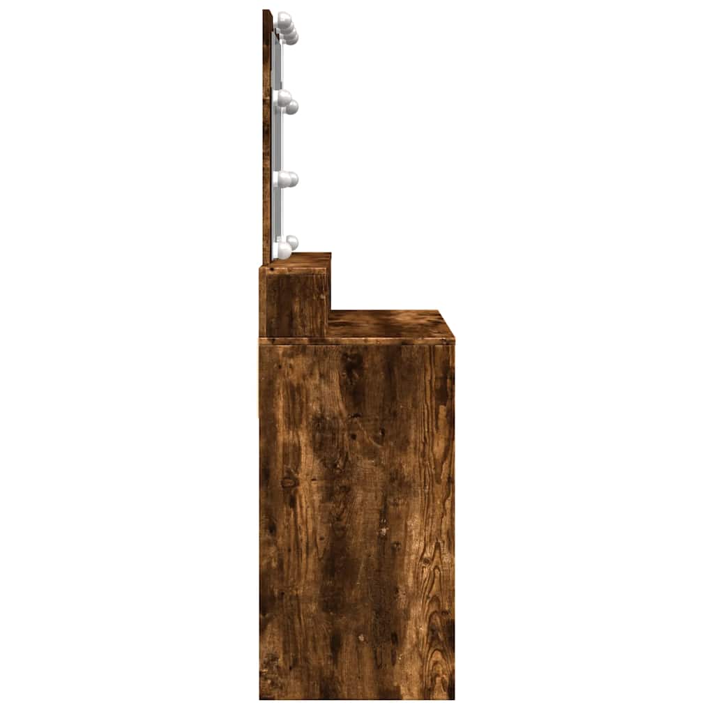 LED Dressing Table, Smoked Oak Finish, 80x41x144.5 cm