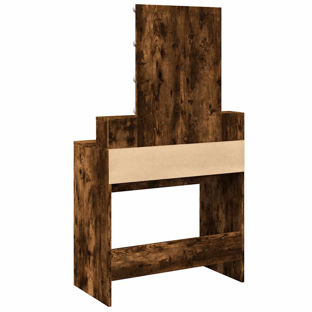 LED Dressing Table, Smoked Oak Finish, 80x41x144.5 cm