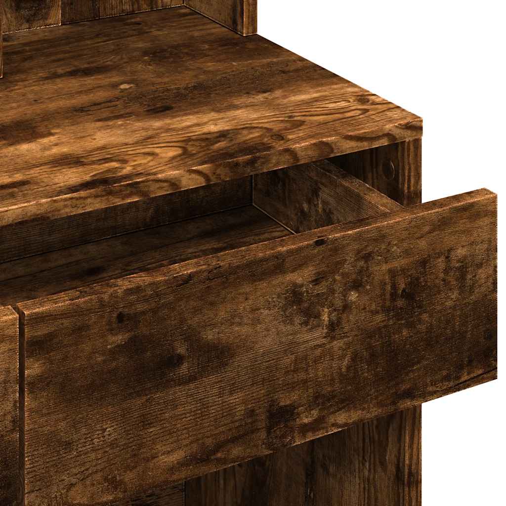 LED Dressing Table, Smoked Oak Finish, 80x41x144.5 cm