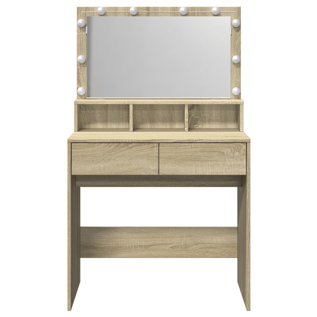 LED Dressing Table, Sonoma Oak, 80x41x134.5 cm - Stylish & Functional