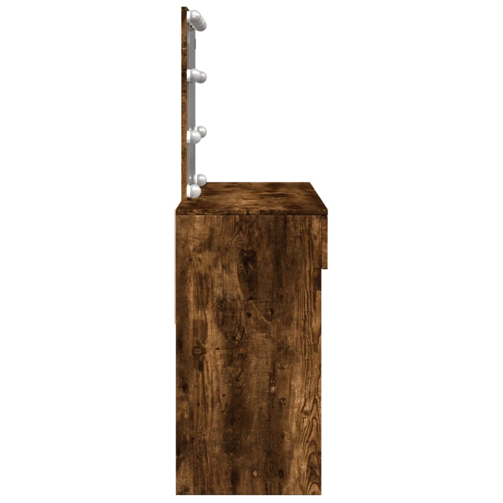 LED Dressing Table, Smoked Oak, 100x40x130 cm, Elegant Design