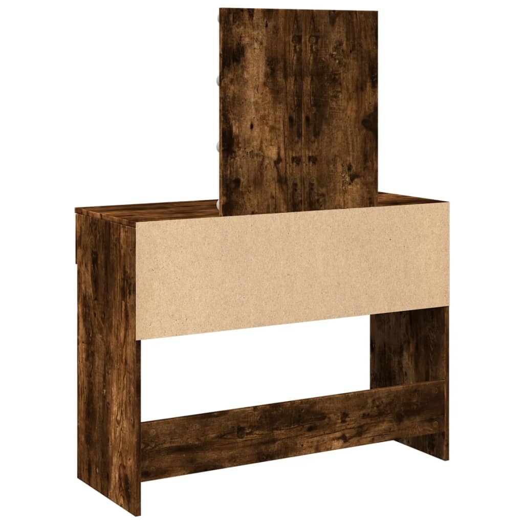 LED Dressing Table, Smoked Oak, 100x40x130 cm, Elegant Design