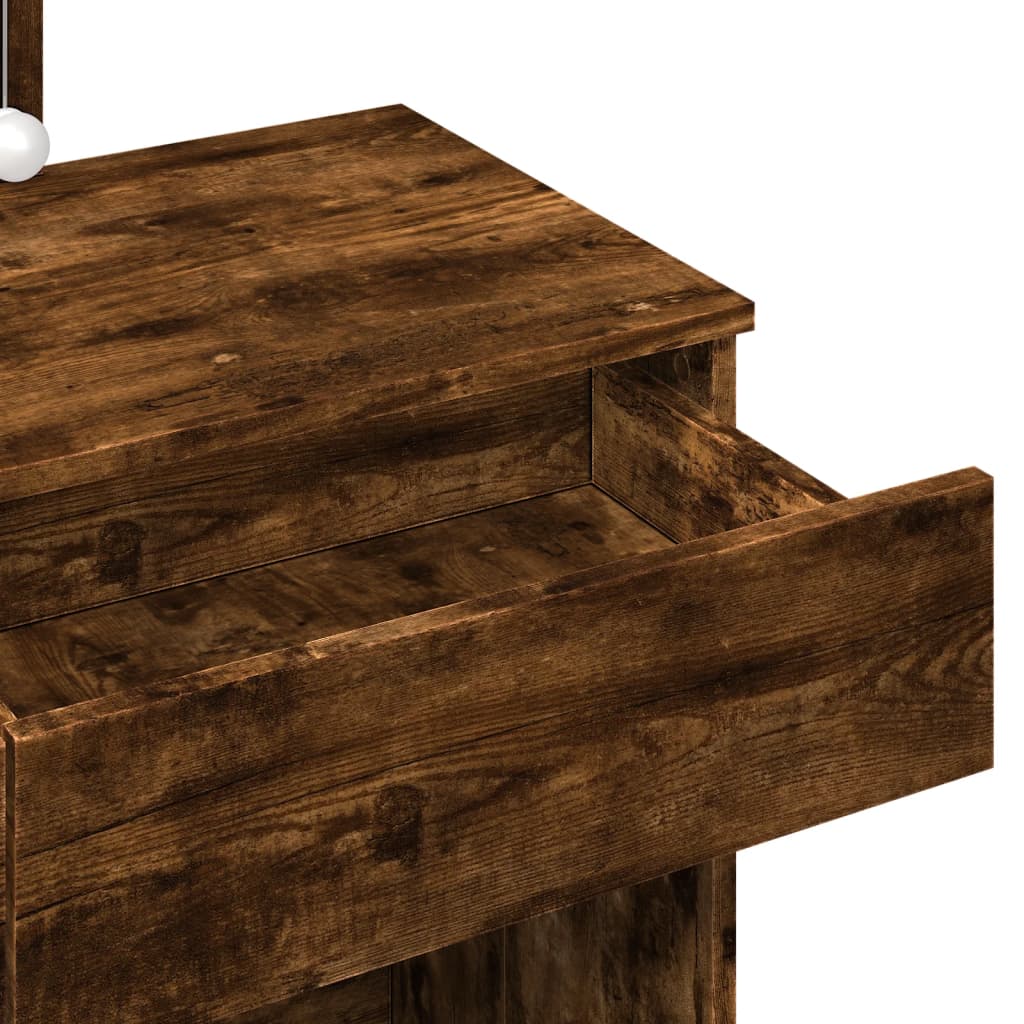 LED Dressing Table, Smoked Oak, 100x40x130 cm, Elegant Design