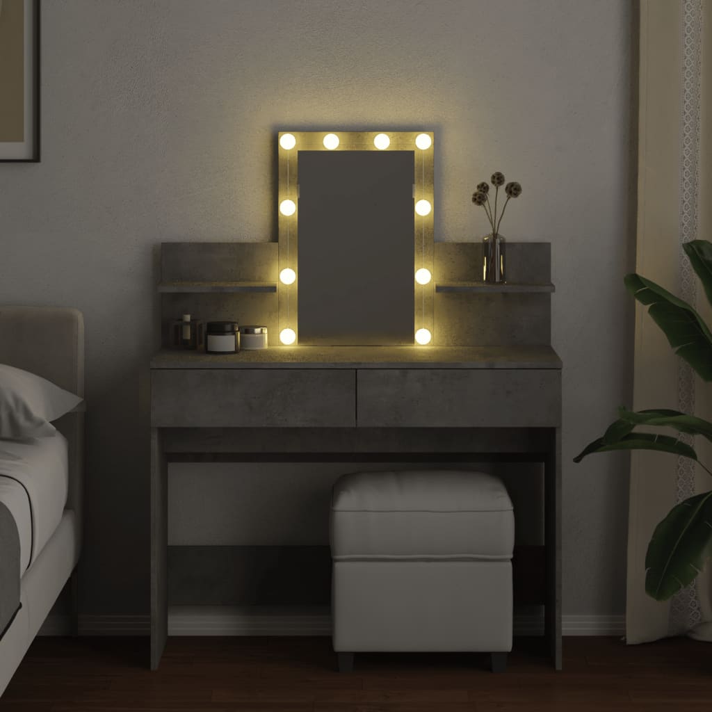 Modern LED Dressing Table, Concrete Grey 100x40x130 cm