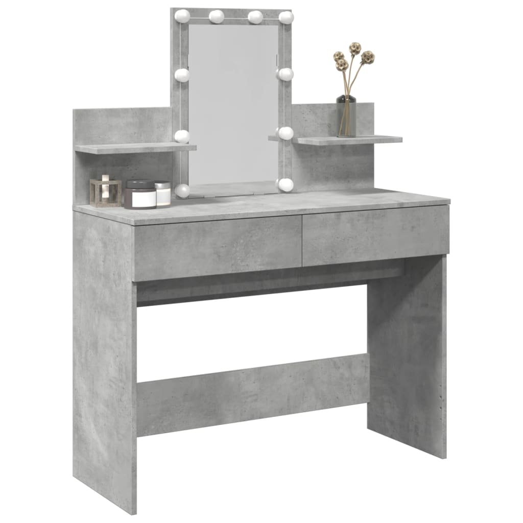 Modern LED Dressing Table, Concrete Grey 100x40x130 cm
