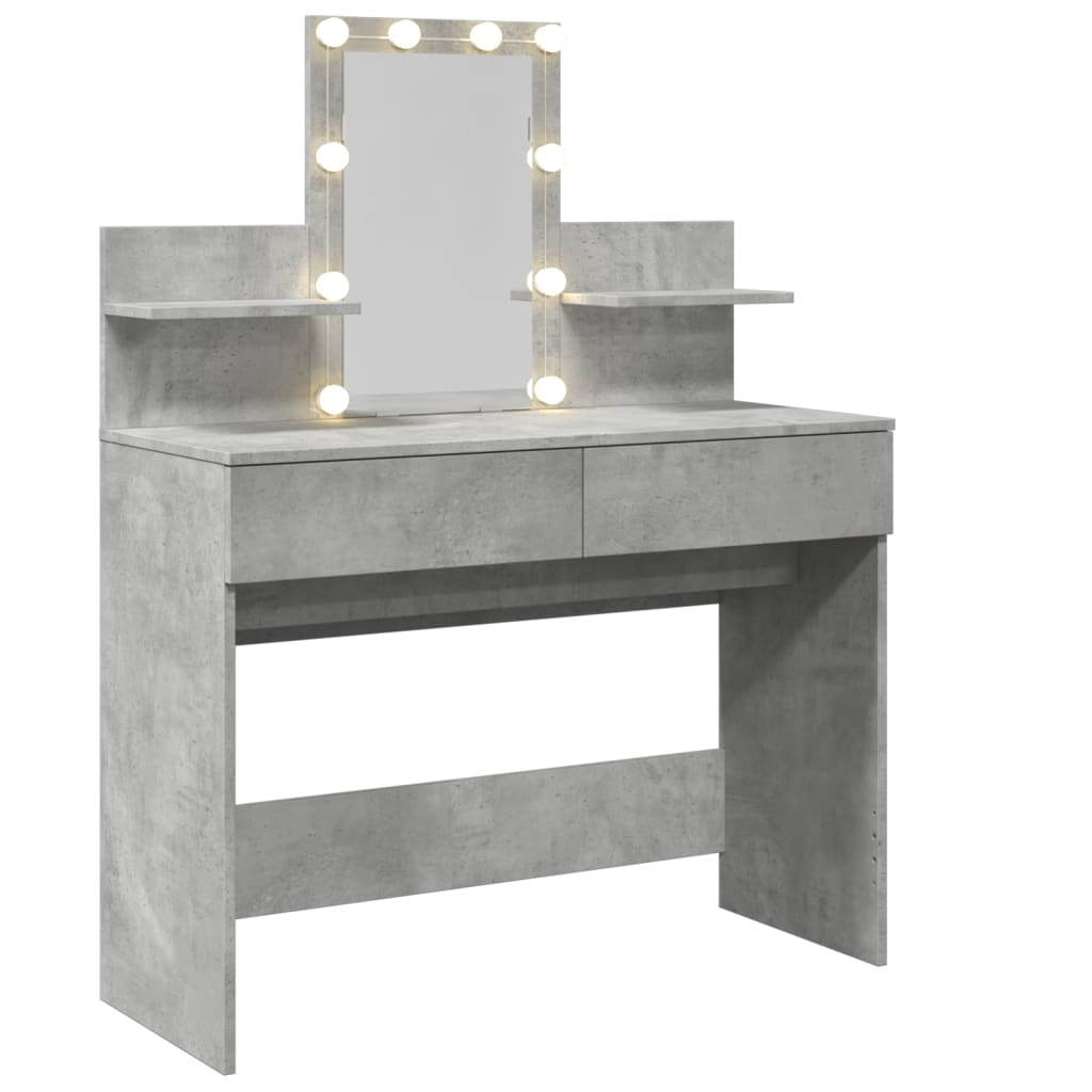Modern LED Dressing Table, Concrete Grey 100x40x130 cm