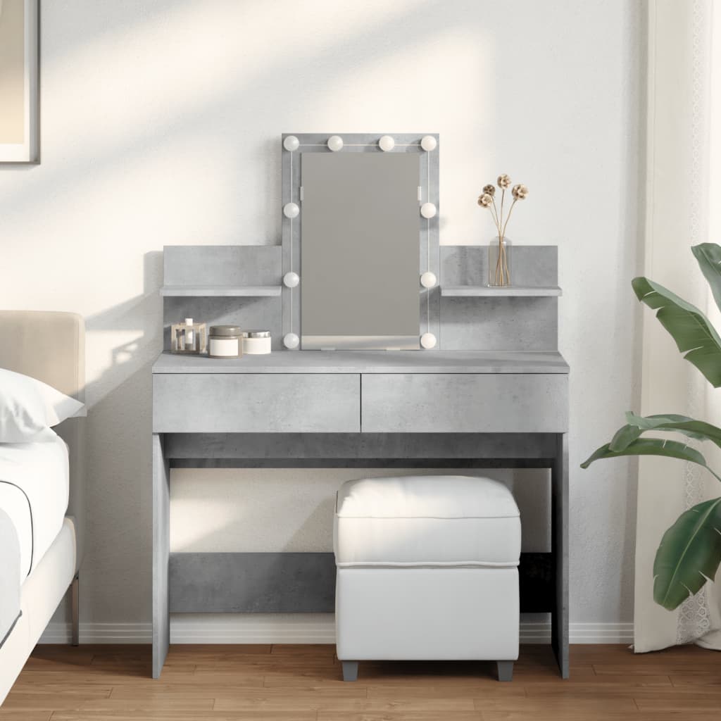 Modern LED Dressing Table, Concrete Grey 100x40x130 cm