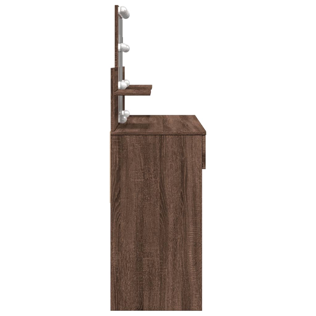 Brown Oak Dressing Table with LED - 100x40x130 cm