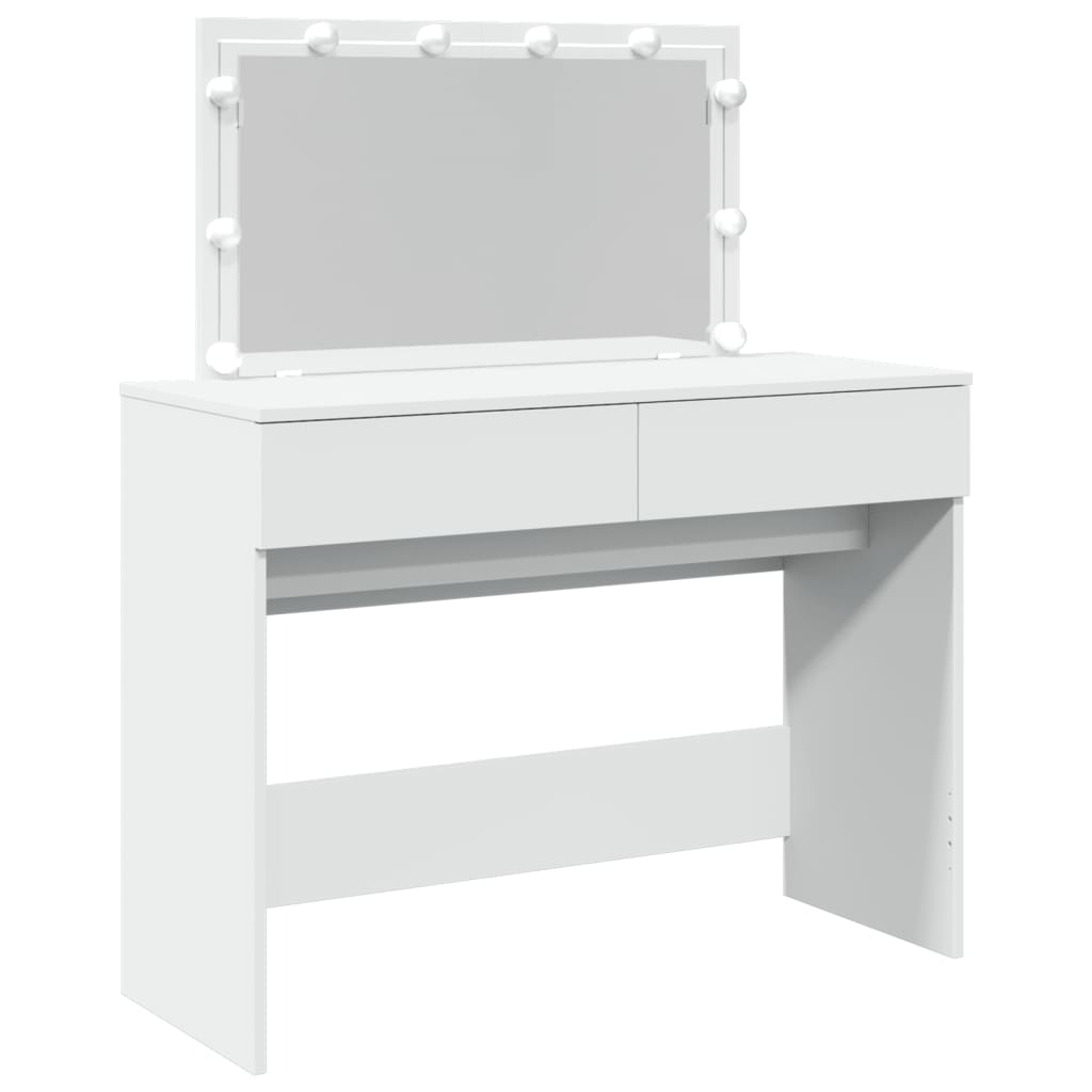 White LED Dressing Table 100x40x120 cm - Sleek & Modern Design