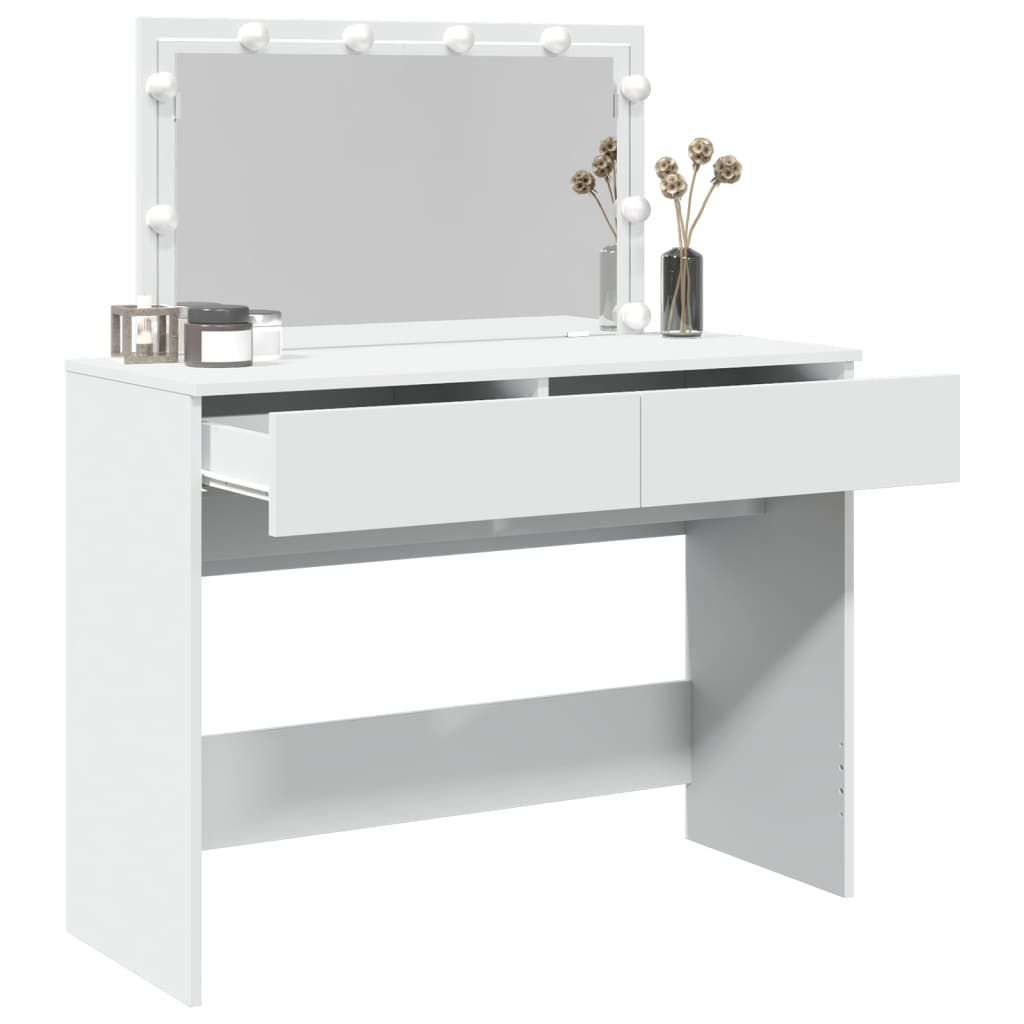 White LED Dressing Table 100x40x120 cm - Sleek & Modern Design
