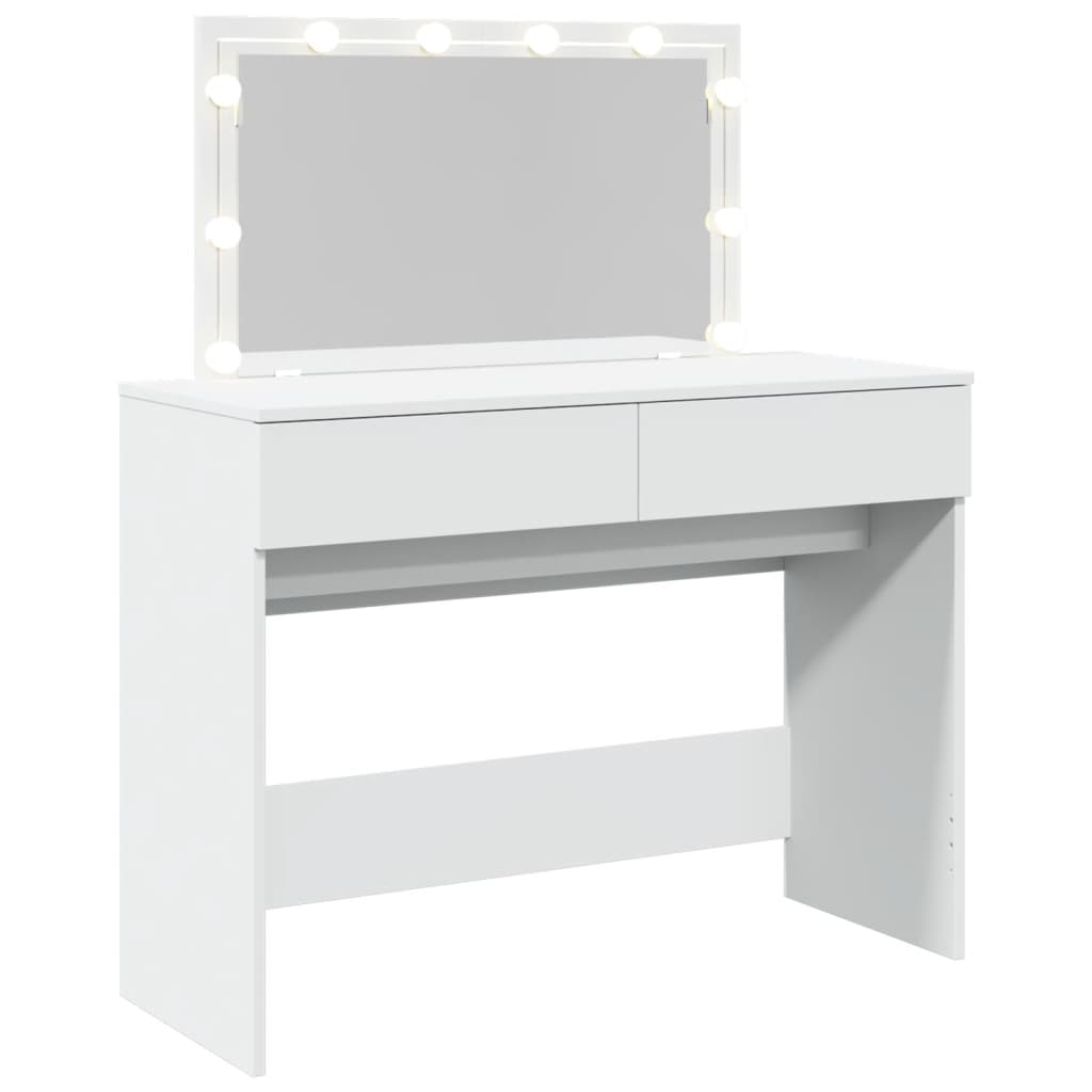 White LED Dressing Table 100x40x120 cm - Sleek & Modern Design