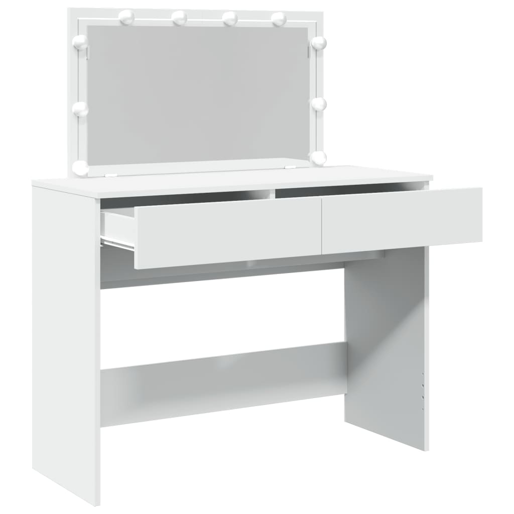 White LED Dressing Table 100x40x120 cm - Sleek & Modern Design