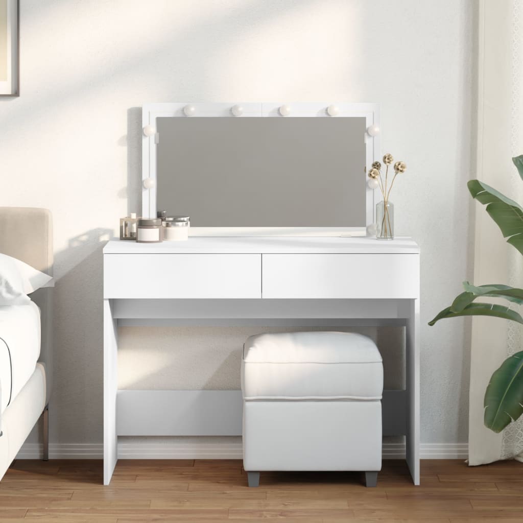 White LED Dressing Table 100x40x120 cm - Sleek & Modern Design