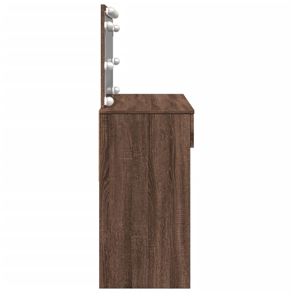 Brown Oak LED Dressing Table - Stylish 100x40x120 cm Vanity