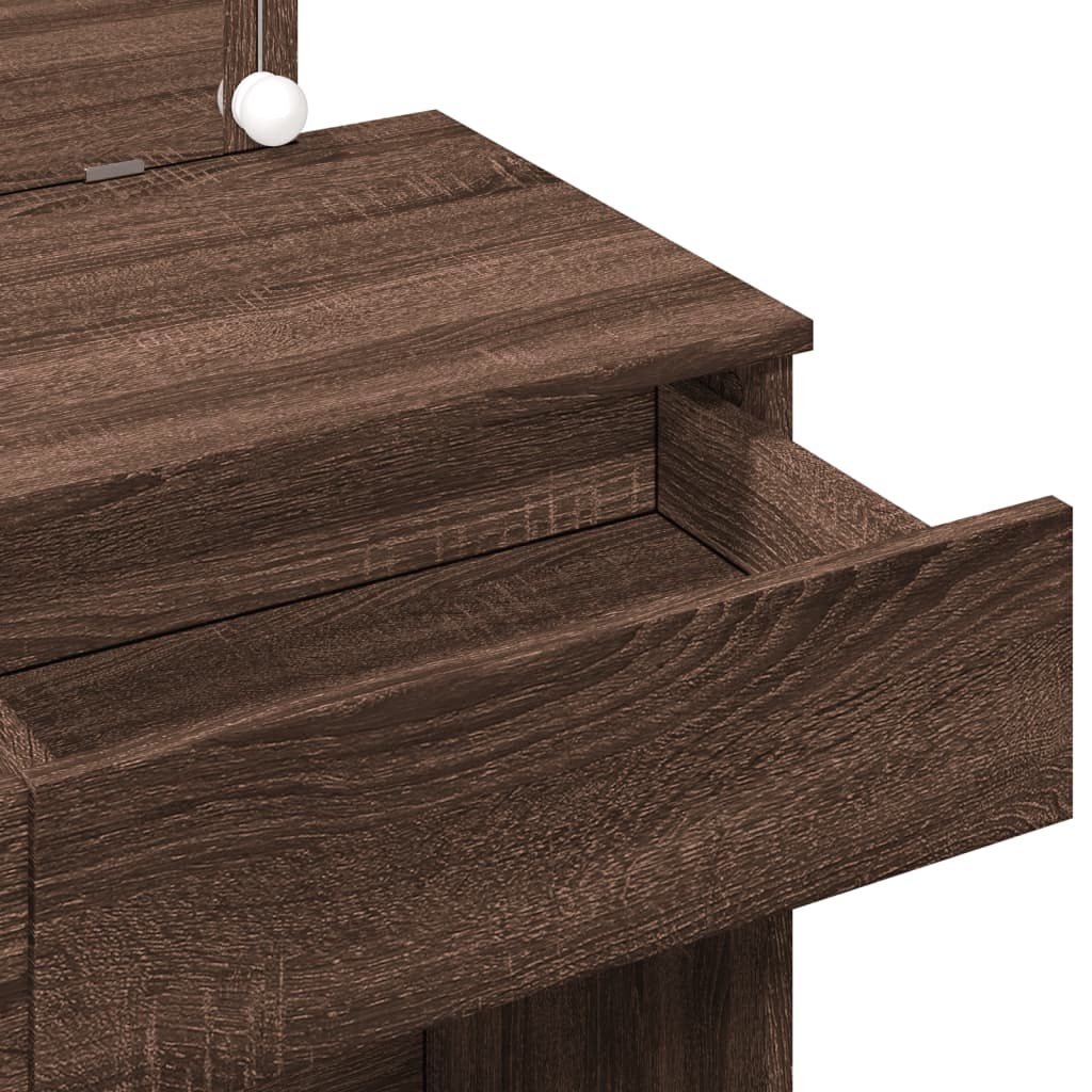 Brown Oak LED Dressing Table - Stylish 100x40x120 cm Vanity