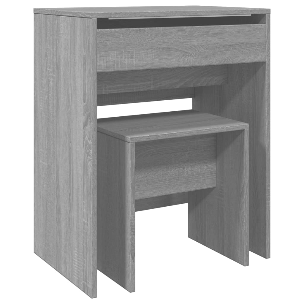 Grey Sonoma Dressing Table & Stool Set 60x40x113.5 cm - Stylish & Compact