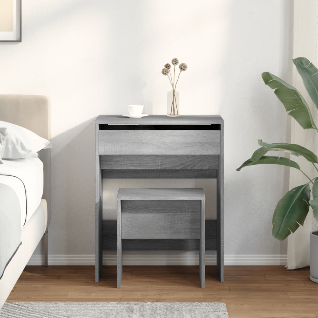 Grey Sonoma Dressing Table & Stool Set 60x40x113.5 cm - Stylish & Compact