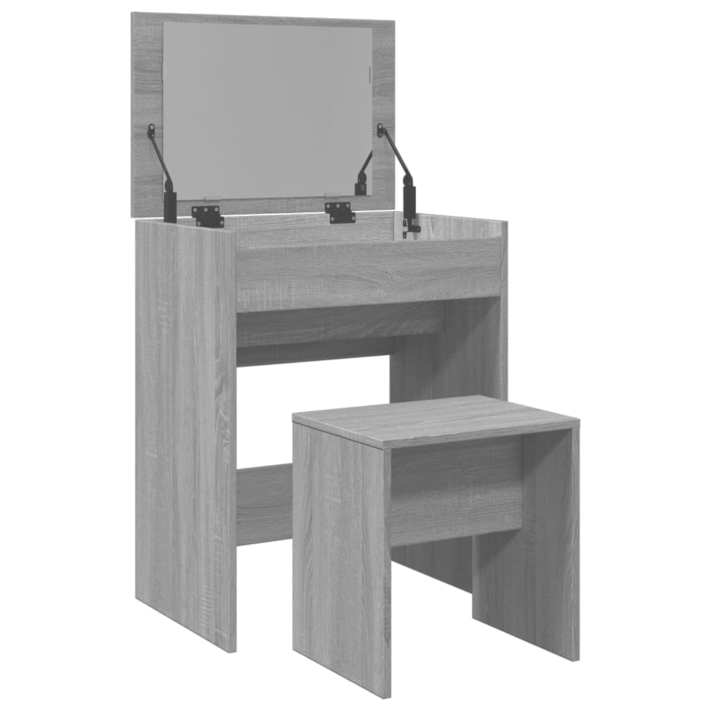 Grey Sonoma Dressing Table & Stool Set 60x40x113.5 cm - Stylish & Compact